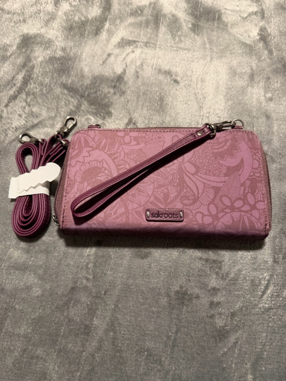 Sakroots Mauve Floral Wristlet Wallet with Removable Strap